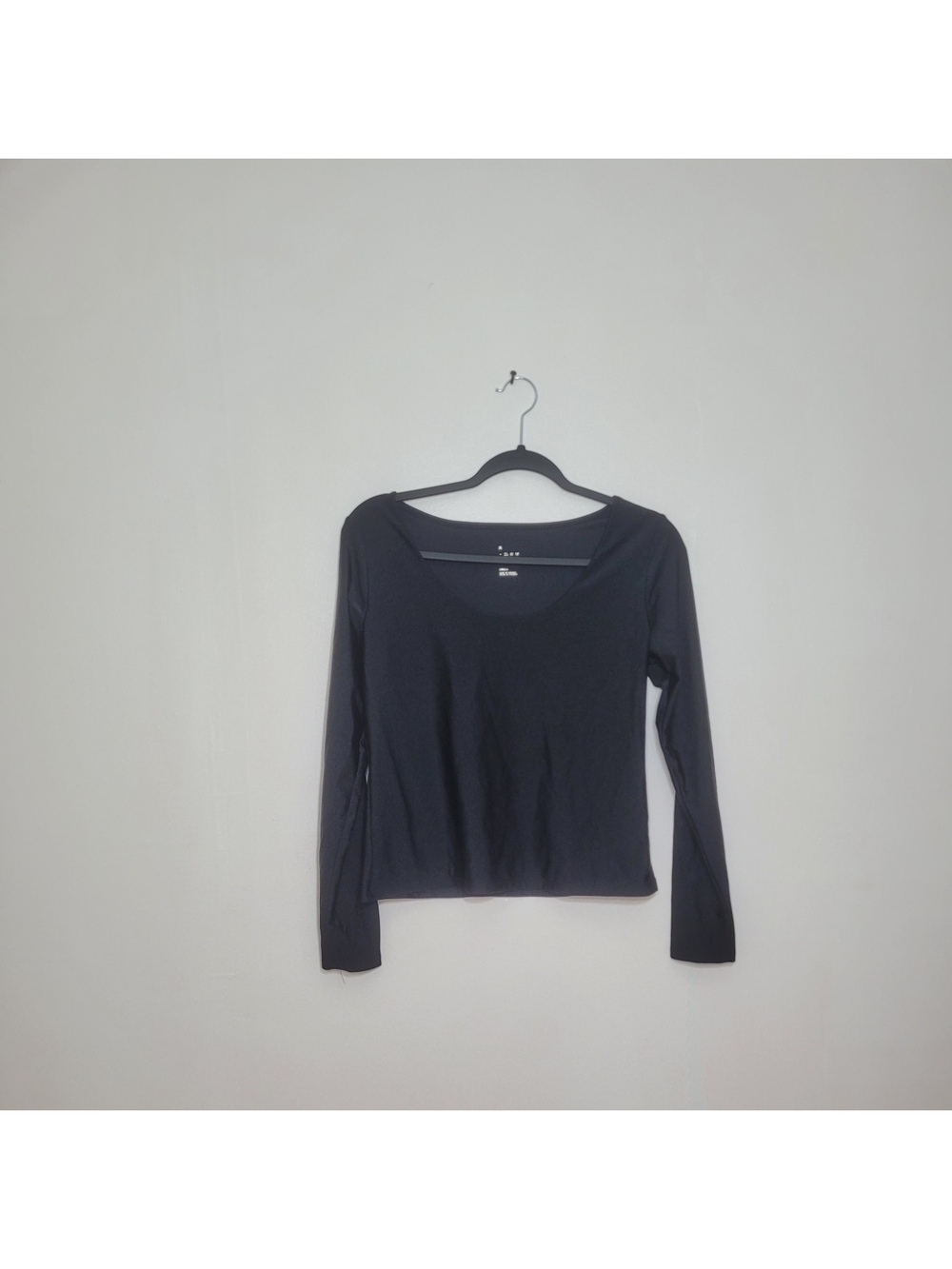 A New Day Black Minimalist Long Sleeve Scoop Neck Top Women Size Small